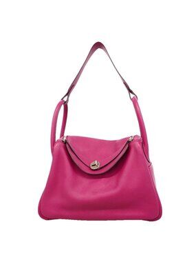 Hermes Handbag Lindy 30 Evercolor Rose Purple Silver 2-Way Bag